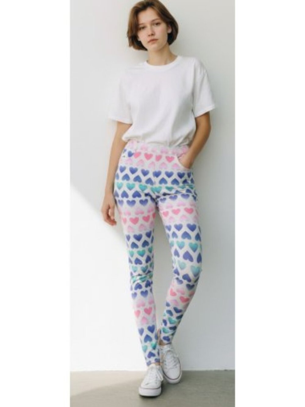 OSH KOSH Gray Heart Print Full Length Leggings Girls Size 14